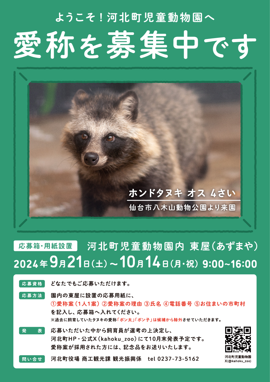 ホンドタヌキ愛称募集
