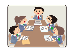 会議室で男女が会議をしているイラスト