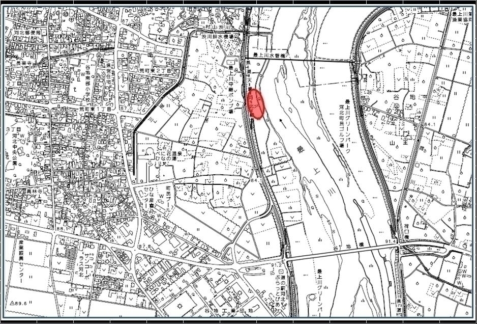 最上川グリーンパーク雪捨て場（最上川河川敷内）の地図